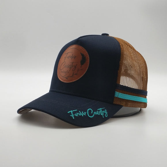 Trucker Cap - Navy with Leather Patch